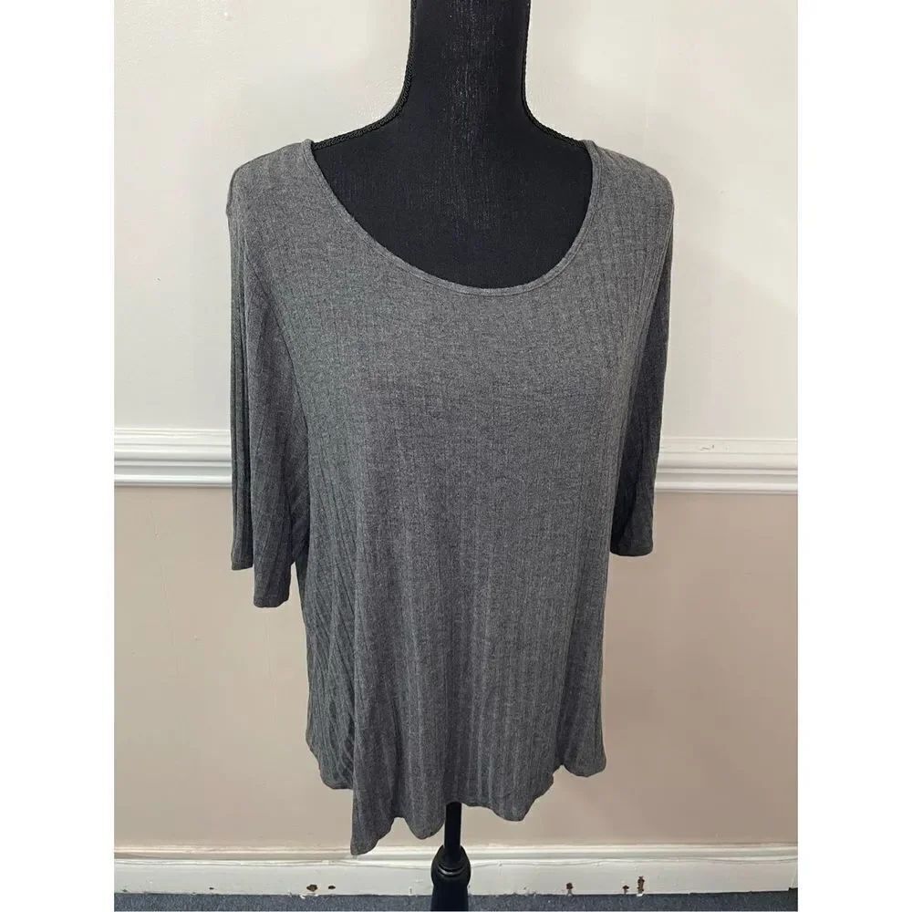 Apt 9 Grey 3/4 Sleeve Blouse Size XXL